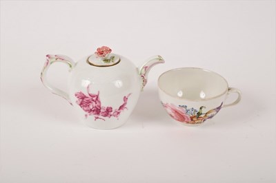 Lot 211 - A small Berlin teapot, circa 1780, painted in...