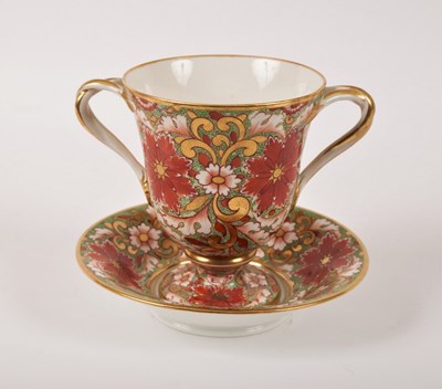 Lot 225 - A Derby two-handled cup and saucer, circa 1820,...