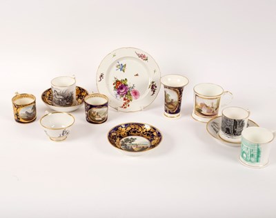 Lot 243 - Two Derby cups and saucers, On the River Rhine...