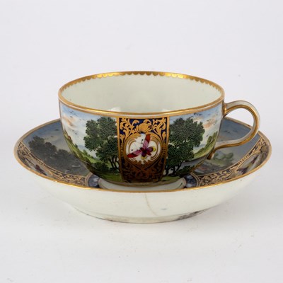 Lot 262 - A Worcester teacup and saucer, circa 1765,...