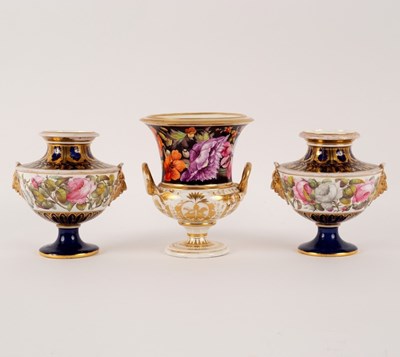 Lot 270 - A pair of English porcelain blue ground...