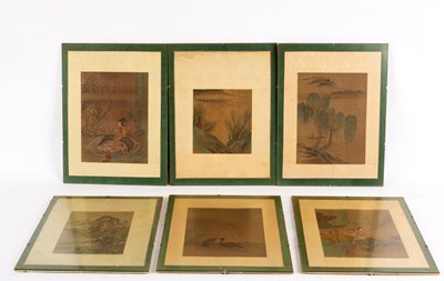 Lot 351 - Six Chinese paintings, each 26cm x 19cm