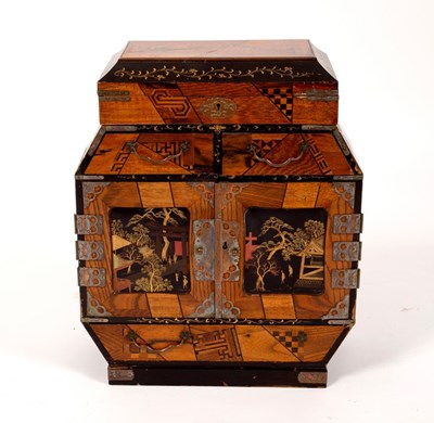 Lot 362 - A Japanese parquetry and laquered table...