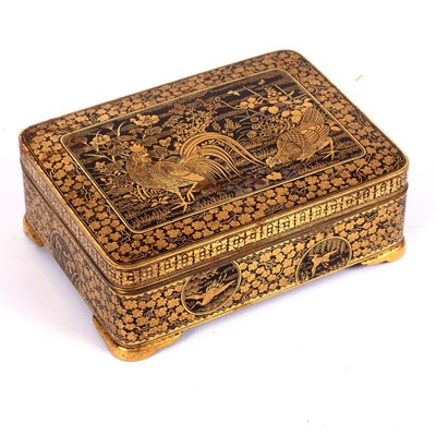 Lot 377 - A Japanese inlaid iron box, Meiji period, by...