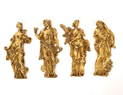 Lot 421 - Four gilt brass door plates, each 31cm high