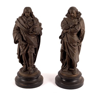 Lot 463 - A pair of spelter figures of Shakespeare and...