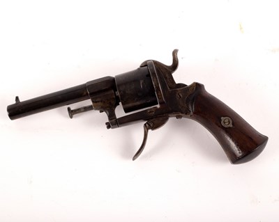 Lot 477 - A Belgian pinfire revolver with folding trigger