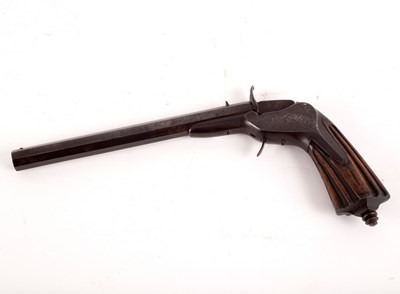 Lot 479 - A Belgian target pistol with hexagonal barrel...