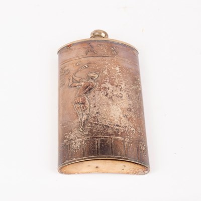 Lot 487 - An American hip flask embossed a golfer...