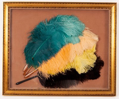 Lot 504 - Four ostrich feather fans with simulated...