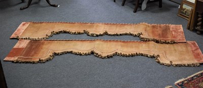 Lot 507 - Two pink velvet Buckram pelmets, approximately...