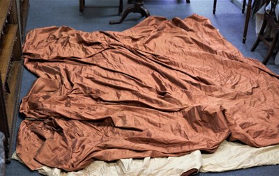 Lot 512 - Large pole wrap in bronze and gold shot silk,...