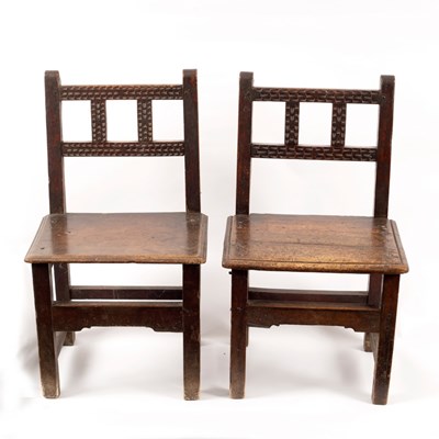 Lot 550 - A pair of 17th Century Spanish walnut chairs...