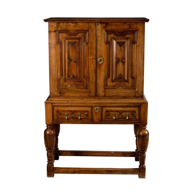 Lot 553 - A walnut cabinet of Charles II style, the...