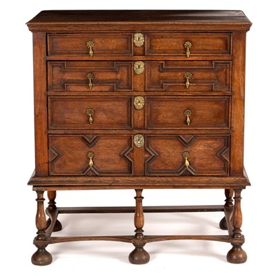 Lot 567 - An oak chest of Jacobean design fitted four...