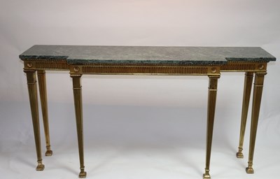 Lot 572 - A Regency style console table, the green...