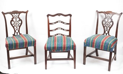 Lot 574 - A pair of George III style mahogany single...