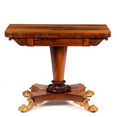 Lot 580 - A Regency rosewood card table, the rectangular...