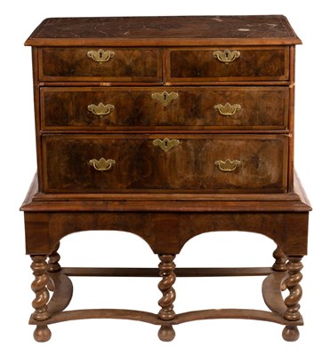 Lot 684 - A William and Mary oyster veneer chest on...