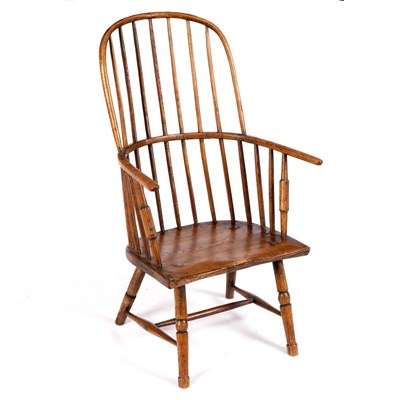 Lot 697 - A Windsor type stick back chair with elm seat,...