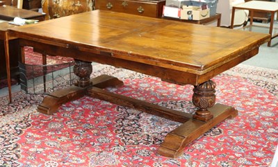 Lot 700 - A large 17th Century style oak refectory table,...