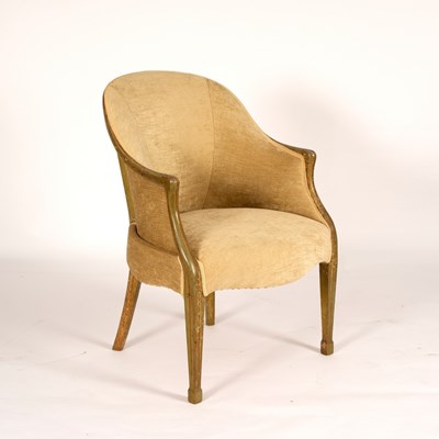 Lot 702 - A tub armchair upholstered in pale green...