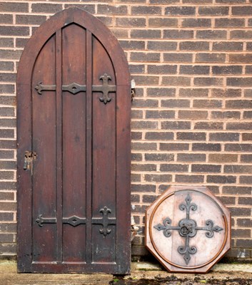 Lot 718 - A late Victorian Gothic arch-top door with...