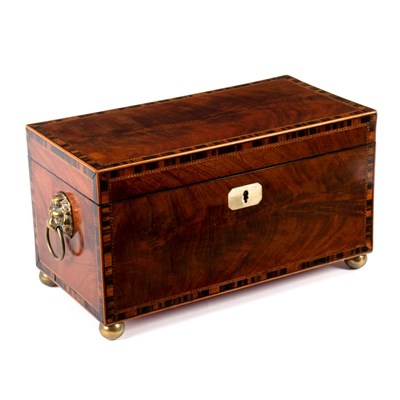 Lot 726 - A Regency mahogany and crossbanded tea caddy,...