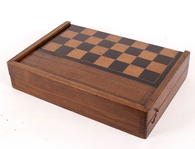 Lot 744 - A late 19th Century games box inlaid for chess...