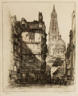 Lot 874 - E Sharland/Toledo Cathedral/signed etching,...