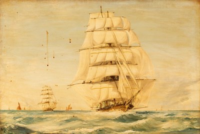 Lot 1001 - Follower of Montague Dawson/Crowded Sail/oil...