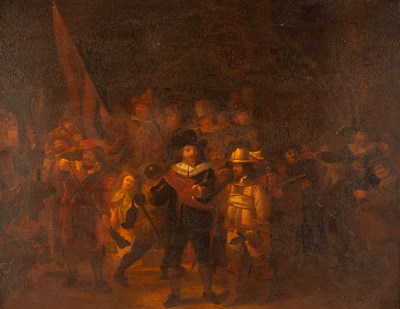 Lot 1009 - After Rembrandt/The Night Watch/oil on oak...