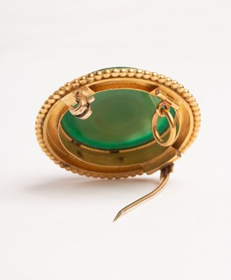 Lot 9 - A late 19th Century chrysoprase circular cameo...