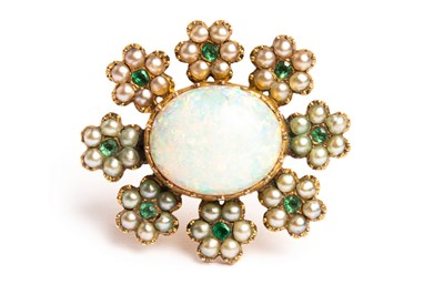 Lot 18 - A 19th Century opal and half-pearl cluster...