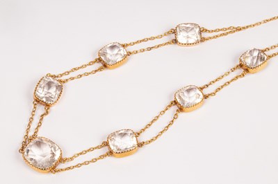 Lot 26 - An Edwardian rock crystal necklace, set with...