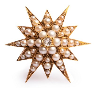 Lot 45 - A late 19th Century diamond and pearl...