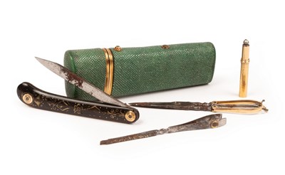 Lot 74 - A George III shagreen cased etui, of tapering...