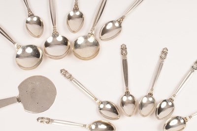 Lot 81 - A set of nine Danish sterling silver teaspoons,...