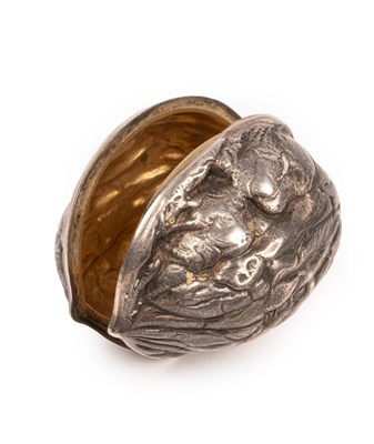 Lot 102 - A Victorian novelty silver walnut-shaped box,...