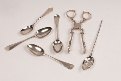 Lot 111 - A George III silver mote spoon, makers mark RS...