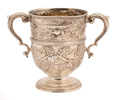 Lot 117 - A George II silver two-handled pedestal cup,...