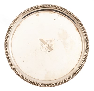 Lot 127 - A George III circular silver card waiter,...