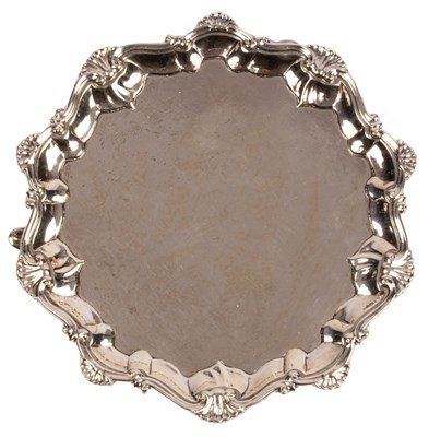 Lot 143 - A George II silver card waiter, Richard Rugg,...