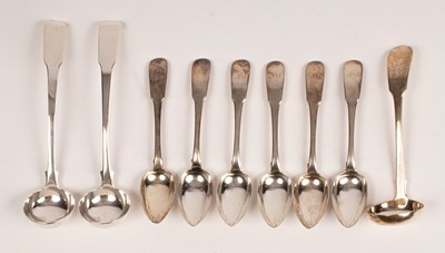 Lot 156 - Six Scottish silver teaspoons, James McKay,...