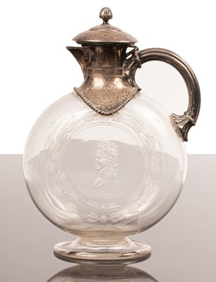 Lot 202 - A Victorian silver mounted glass claret jug, W...