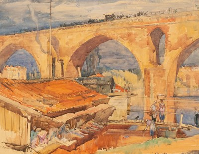 Lot 275 - Sir Frank Brangwyn RA (1867-1956)/Le Pont des...