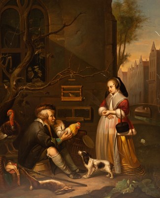 Lot 323 - After Gabriel Metsu/The Bird Seller/oil on...