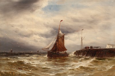 Lot 347 - Gustave de Breanski/Fishing Boats in Stormy...