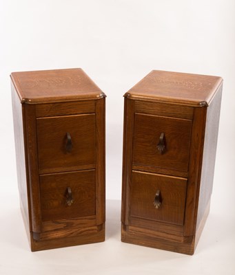 Lot 32 - A pair of 20th Century bedside tables of oak...