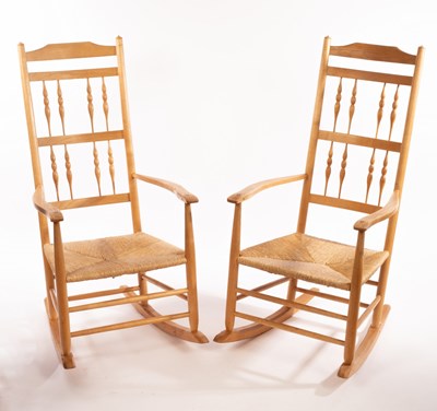 Lot 40 - Neville Neal, a pair of ash rocking chairs...
